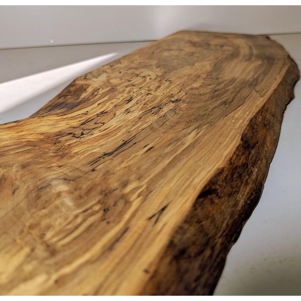 Spalted Ambrosia Live Edge Plank Craft carving, Charcuterie Serving Tray Board